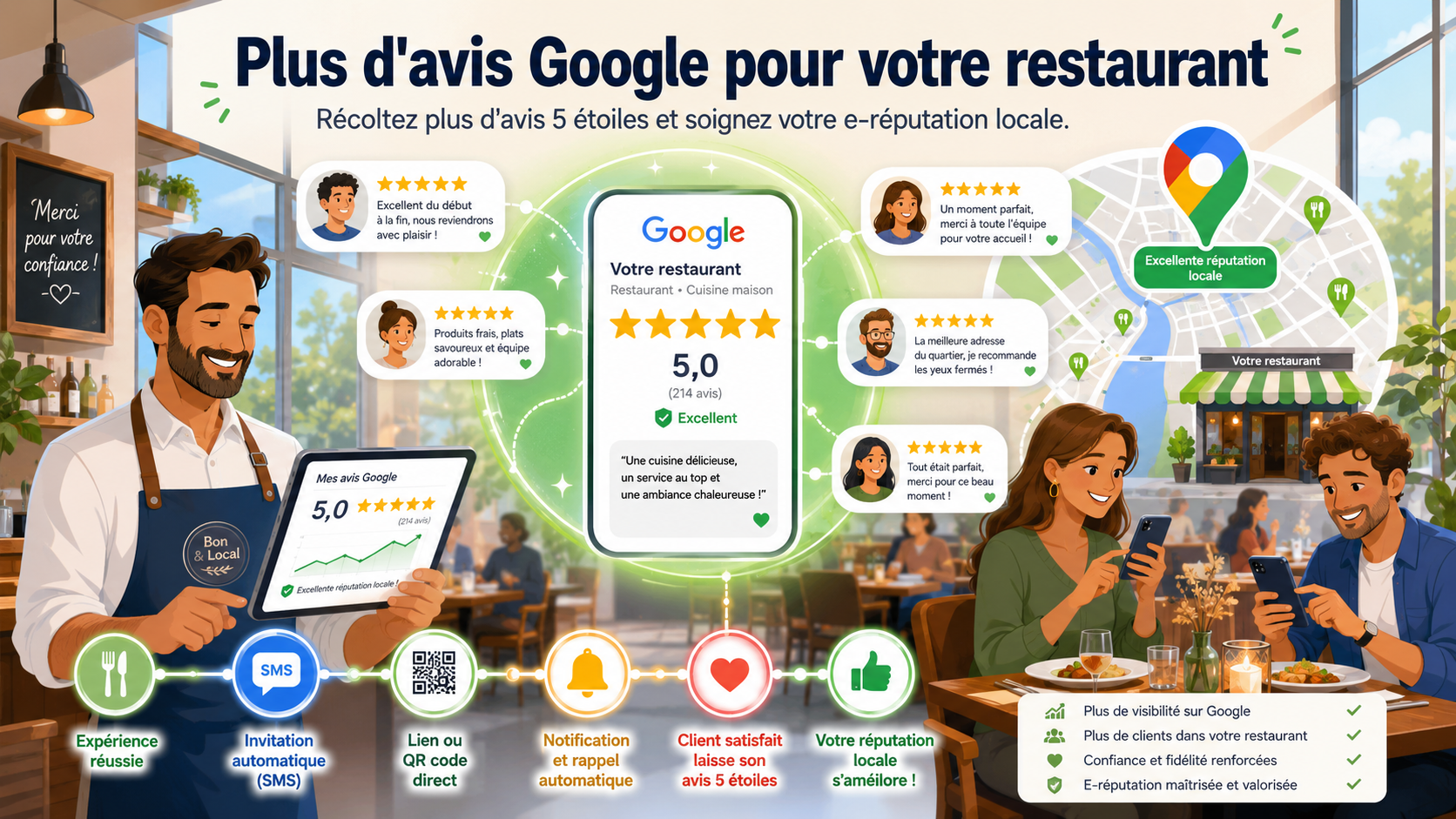 Avis clients Google pour un restaurant