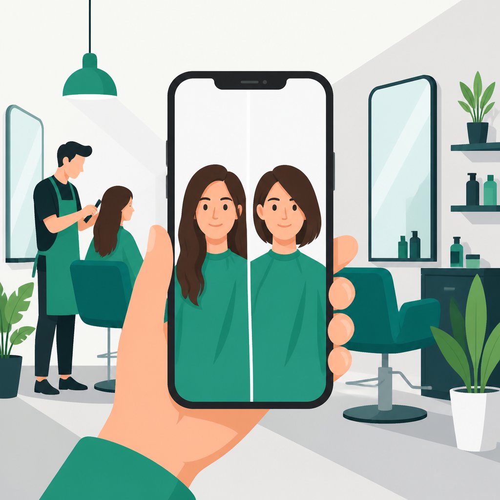 Publications réseaux sociaux avant/après coupes automatisées pour un salon de coiffure