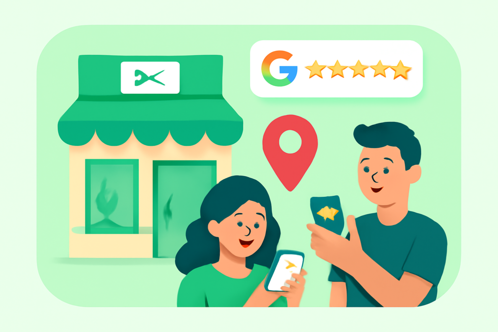 Avis Google et clients satisfaits pour un salon de coiffure