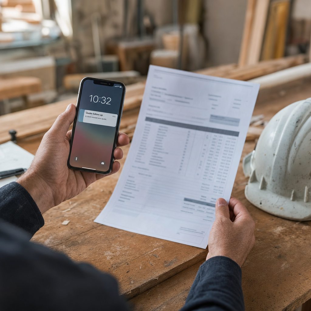 Relance de devis automatique dans le bâtiment, notification sur smartphone